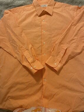 Brooks Brothers Orange Gingham Button-Down Dress Shirt